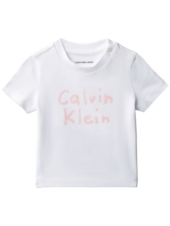 Calvin Klein tshirt bianca neonata maxi logo