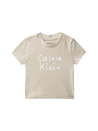 Calvin Klein tshirt beige neonata maxi logo