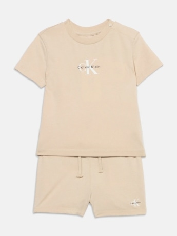 Calvin Klein set beige neonato maxi logo