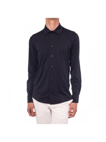 Save The Duck camicia blu navy uomo mini logo