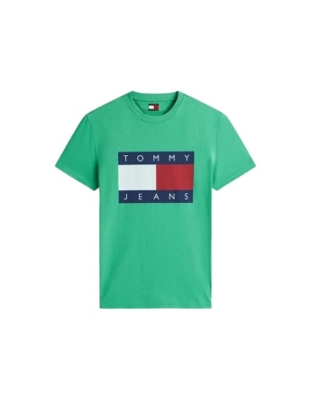 Tommy Jeans tshirt verde uomo maxi logo