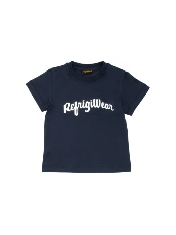 Refrigiwear tshirt blu navy bambino logo lettering