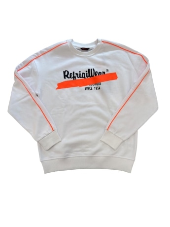 Refrigiwear felpa bianca bambino maxi logo fluo
