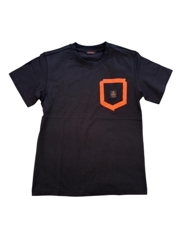 Refrigiwear tshirt nera bambino maxi logo fluo