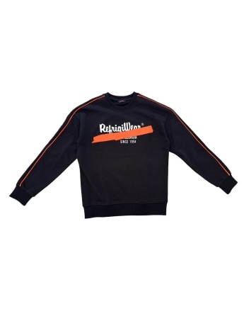 Refrigiwear felpa nera bambino maxi logo fluo