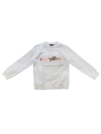 Refrigiwear felpa bianca bambino logo lettering