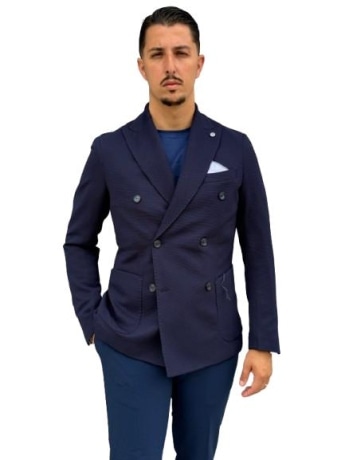 Kaufmann giacca blu navy uomo doppio petto