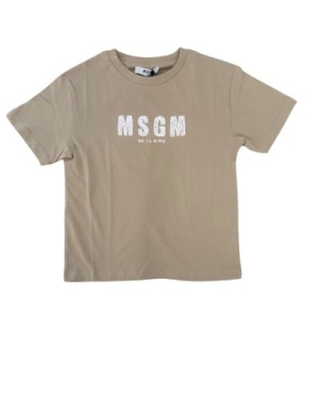 Msgm tshirt sabbia bambino logo sul davanti