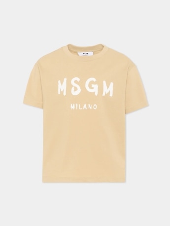 Msgm tshirt beige bambino maxi logo