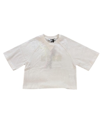 Msgm tshirt bianca bambina crop mini logo