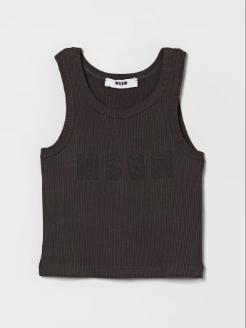 Msgm canotta nera bambina logo sul davanti