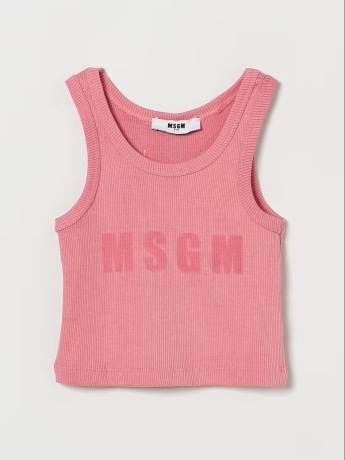 Msgm canotta rosa bambina logo sul davanti
