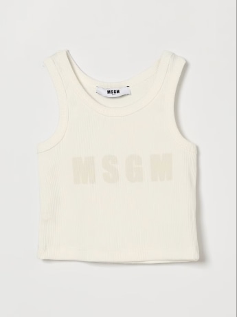 Msgm canotta bianca bambina logo sul davanti