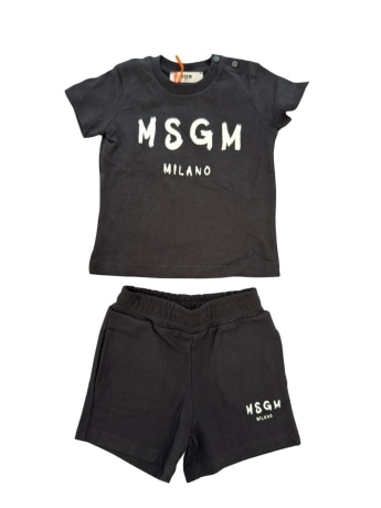 Msgm set nero neonato logo a contrasto