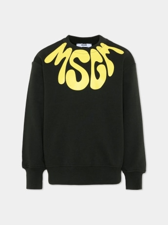 Msgm felpa nera bambino maxi logo