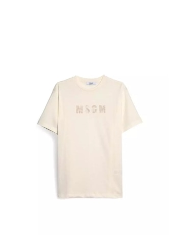 Msgm tshirt beige bambino con logo