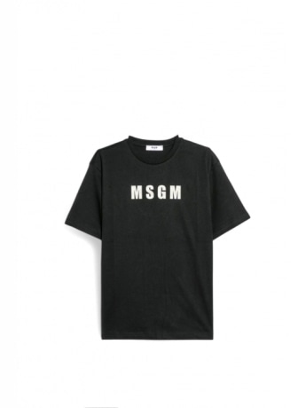 Msgm tshirt nera bambino con logo