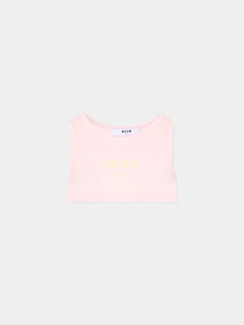 Msgm top rosa bambina crop con logo
