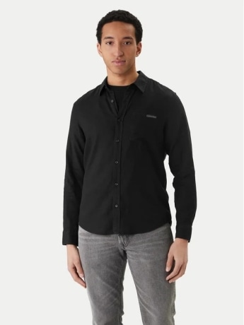 Calvin Klein camicia nera uomo logo sul petto
