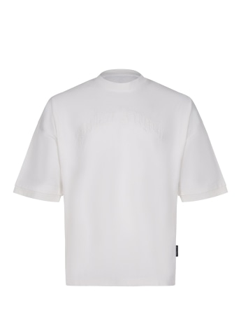 Palm Angels tshirt bianca uomo maxi logo sul davanti