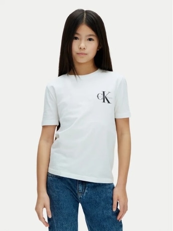 Calvin Klein tshirt bianca bambina logo sul petto