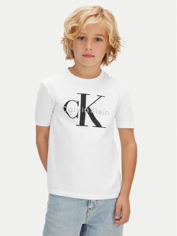 Calvin Klein tshirt bianca bambino maxi logo