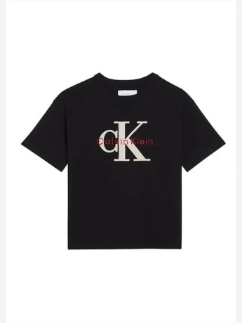 Calvin Klein tshirt nera bambino maxi logo