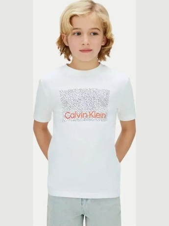 Calvin Klein tshirt bianca bambino maxi logo