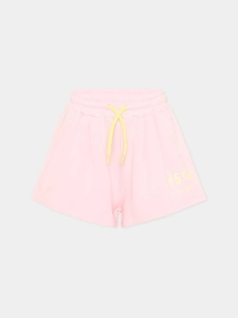Msgm shorts rosa bambina con logo