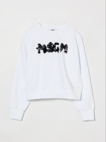 Msgm felpa bianca bambina con paillettes