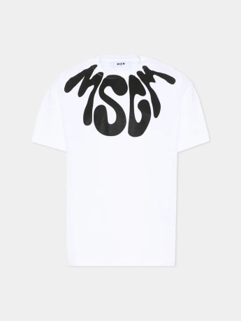 Msgm tshirt bianca bambino maxi logo