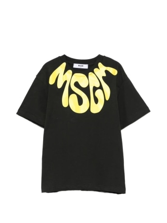Msgm tshirt nera bambino maxi logo