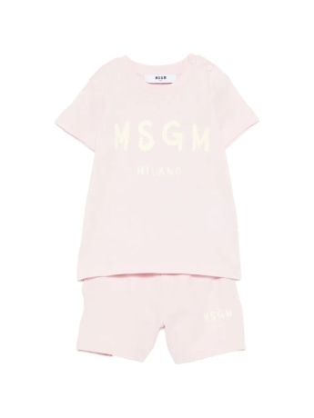 Msgm set rosa neonata logo a contrasto
