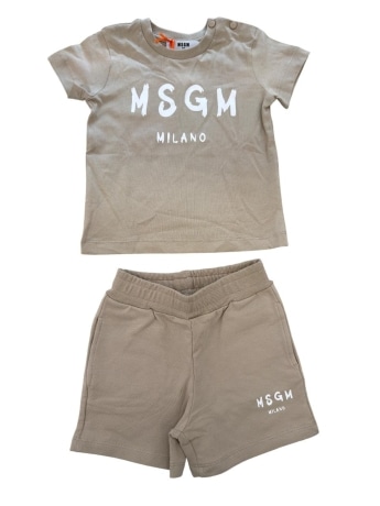 Msgm set beige neonato maxi logo