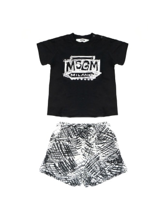 Msgm set nero neonato maxi logo