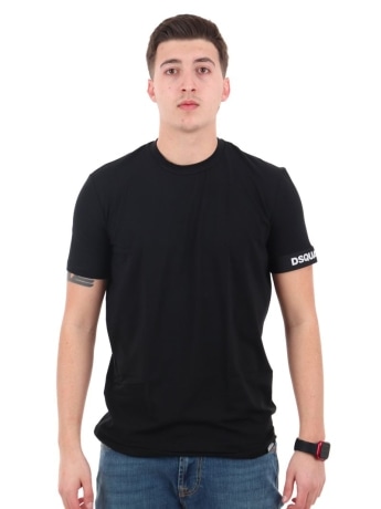 Dsquared2 tshirt nera uomo logo sul braccio