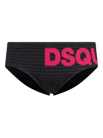 Dsquared2 costume nero uomo slip logo all over fucsia