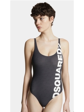 Dsquared2 costume nero donna intero logo bianco all over