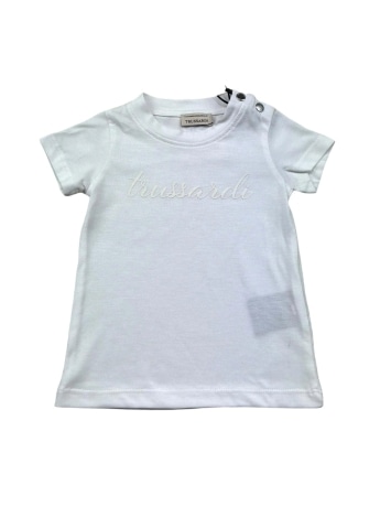 Trussardi tshirt bianca neonata logo lettering