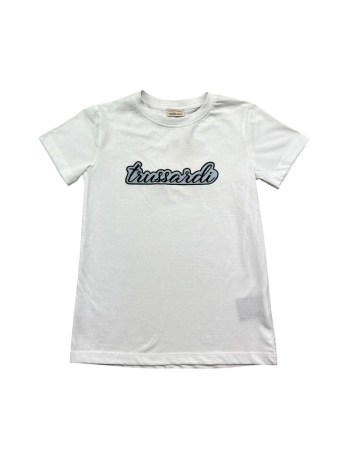 Trussardi tshirt bianca bambino logo lettering