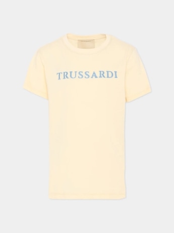 Trussardi tshirt beige bambino logo lettering