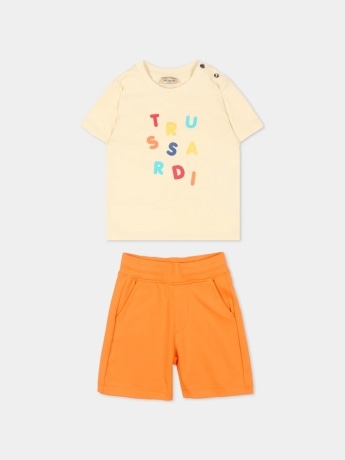 Trussardi set beige neonato maxi logo