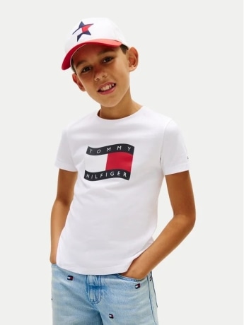Tommy Hilfiger tshirt bianca bambino maxi logo