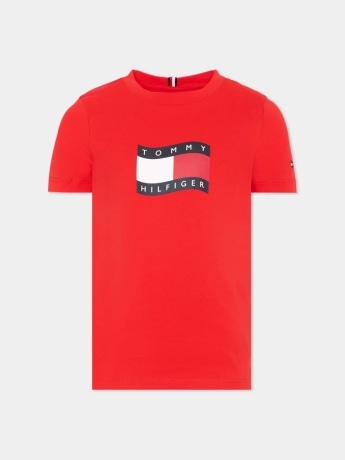 Tommy Hilfiger tshirt rossa bambino maxi logo