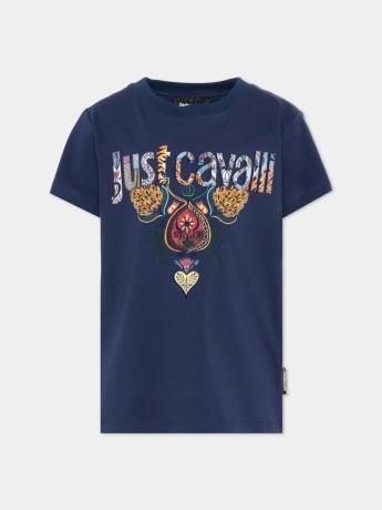 Just Cavalli tshirt blu navy bambino maxi logo