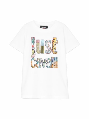 Just Cavalli tshirt bianca bambino maxi logo