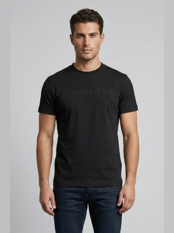 Richmond tshirt nera uomo maxi logo