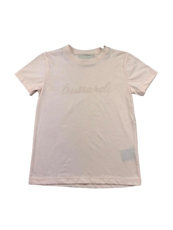 Trussardi tshirt rosa bambina logo lettering