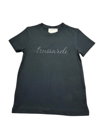 Trussardi tshirt nera bambina logo lettering