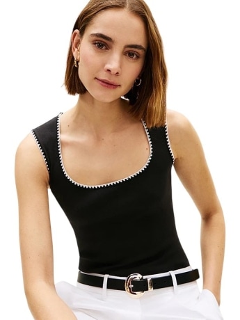 Tommy Hilfiger canotta nera donna mini logo
